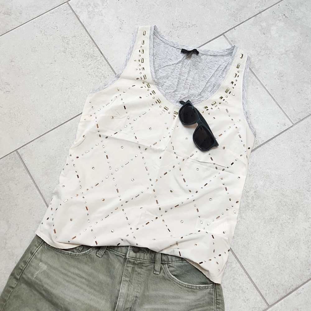 J. Crew Metallic Detail Cotton Tank Top Size S